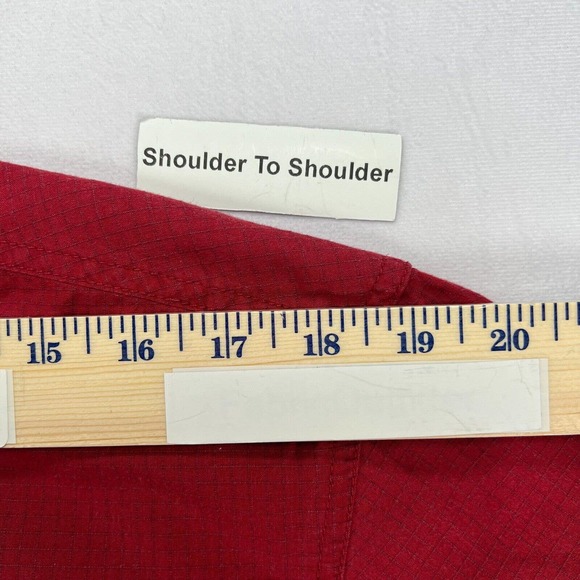 Mossy Oak Shirt Mens Medium Red Ripstop Short Sleeve Button Up Outdoor Wear - Picture 6 of 9